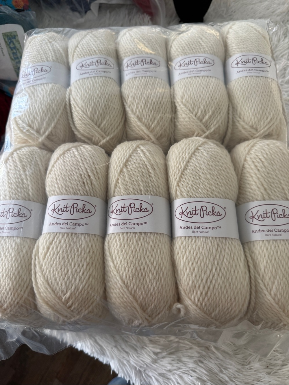 Knit Picks Andes del Campo Sweater and Afghan Yarn in Natural Cream 20 balls NWT
